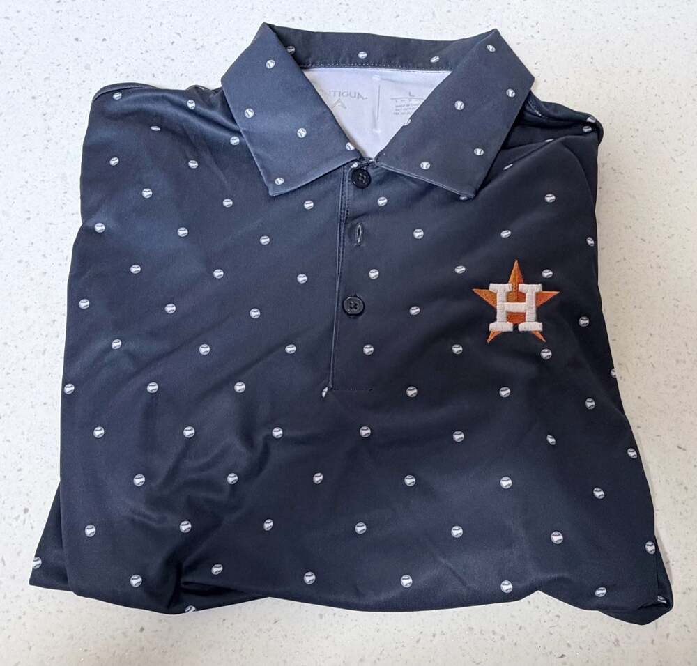 Antigua Houston Astros Baseball Print Performance Polo